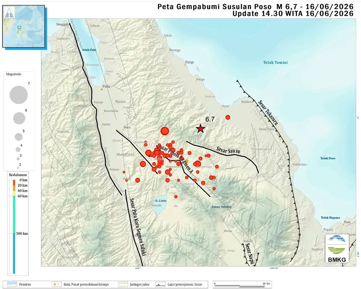 BMKG Catat 71 Gempa Susulan hingga Pukul 14.30 WITA