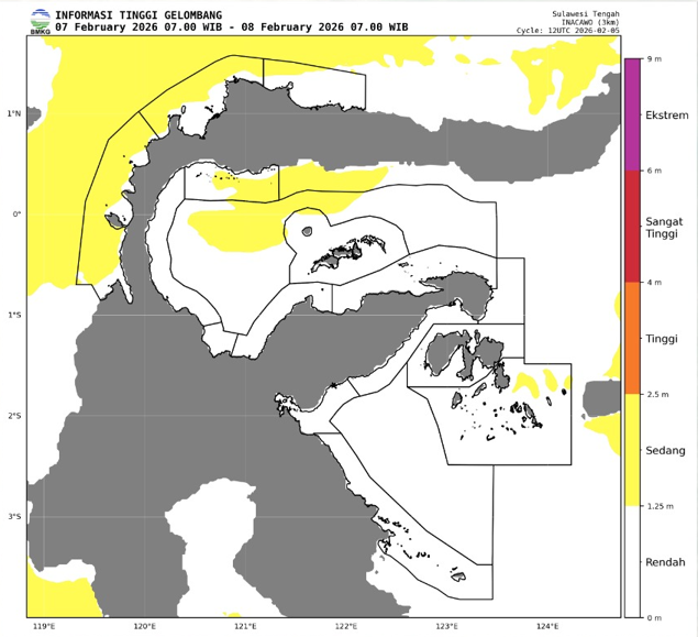 Gelombang Tinggi Berpotensi Terjadi di Perairan Palu–Donggala hingga Teluk Tolo