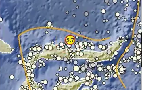Gempa Magnitudo 5,7 Guncang Laut Sulawesi, Terasa di Buol, Parimo, Gorontalo, hingga Manado