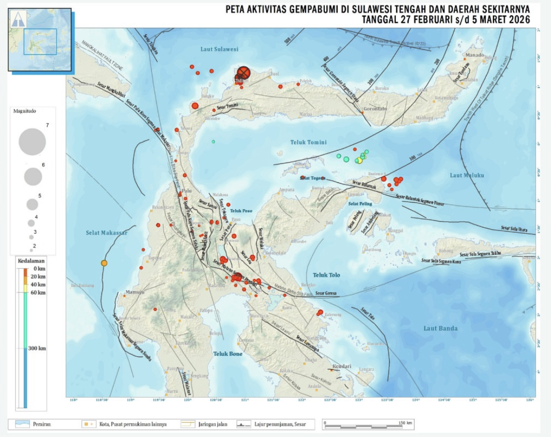 163 Kejadian Gempa Tercatat di Sulteng Selama Pekan Kedua Ramadan, Mayoritas Terasa di Tolitoli